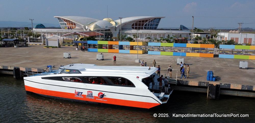 Kampot International Tourism Port in Cambodia. Ferry to Koh Rong and Koh Rong Samloem Islands.