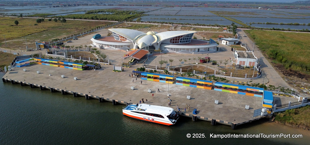 Kampot International Tourism Port in Cambodia. Ferry to Koh Rong and Koh Rong Samloem Islands.