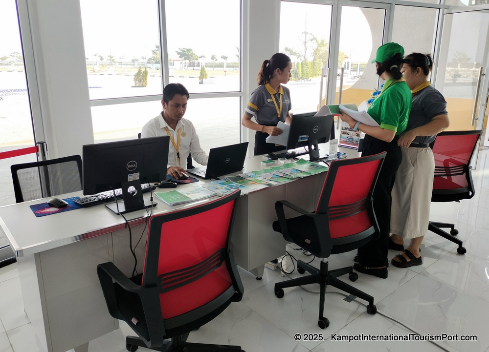Kampot International Tourism Port in Cambodia. Ferry to Koh Rong and Koh Rong Samloem Islands.