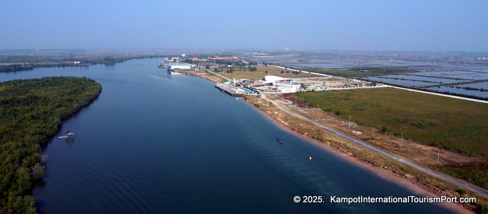 Kampot International Tourism Port in Cambodia. Ferry to Koh Rong and Koh Rong Samloem Islands.