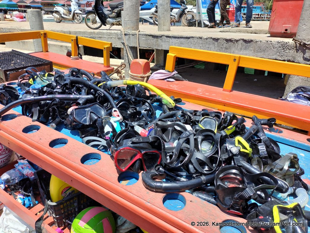 Kampot International Tourism Port in Cambodia. Ferry to Koh Rong and Koh Rong Samloem Islands. Scenes from Koh Rong Island, Koh Touch Beach.