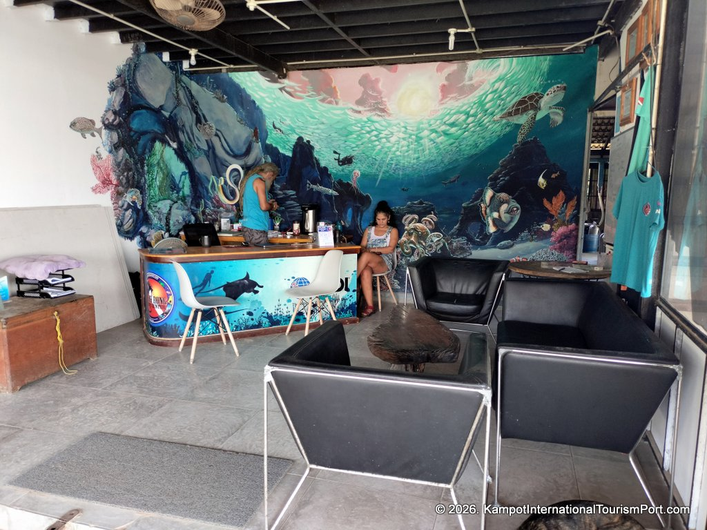 Kampot International Tourism Port in Cambodia. Ferry to Koh Rong and Koh Rong Samloem Islands. Scenes from Koh Rong Island, Koh Touch Beach.