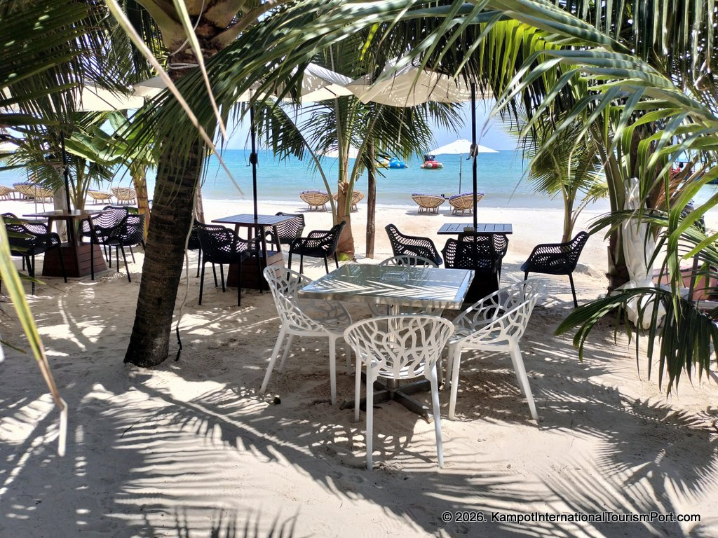 Kampot International Tourism Port in Cambodia. Ferry to Koh Rong and Koh Rong Samloem Islands. Scenes from Koh Rong Island, Koh Touch Beach.